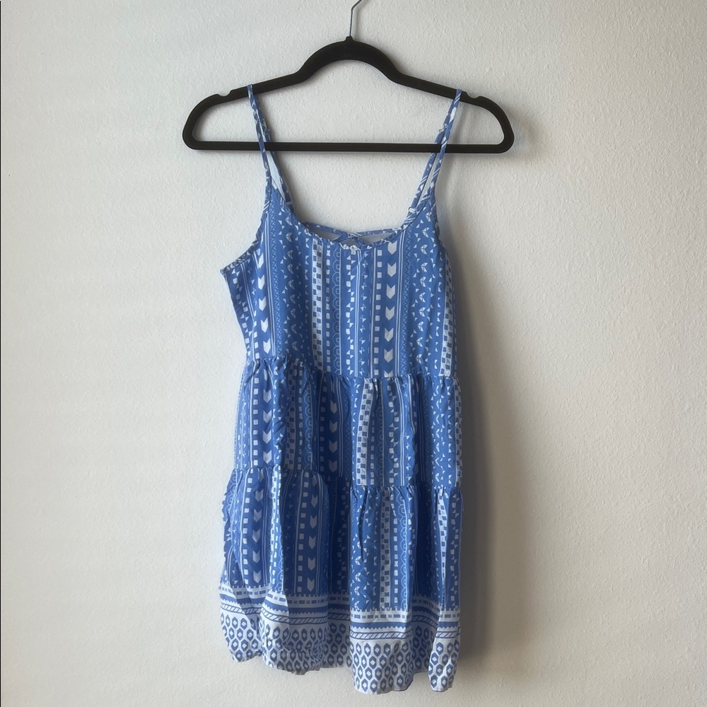 Ocean Drive Blue and White Patterned Mini Dress